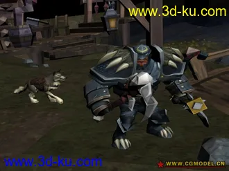 3D打印模型TORCHLIGHT 火炬之光 场景 战士 狗 带贴图的图片