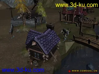 3D打印模型TORCHLIGHT 火炬之光 场景 战士 狗 带贴图的图片