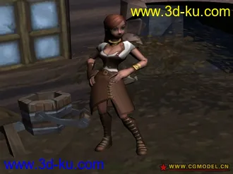 3D打印模型TORCHLIGHT 火炬之光 场景 战士 狗 带贴图的图片