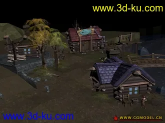3D打印模型TORCHLIGHT 火炬之光 场景 战士 狗 带贴图的图片