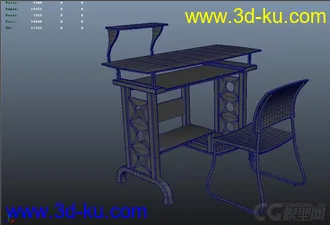 电脑桌和椅子，家用办公用模型。的图片
