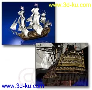 3D打印模型高精细节3D船模"胜利"号 海军舰艇的图片
