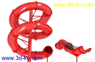 3D打印模型大型敞开式滑梯-滚筒滑梯-水上滑梯的图片