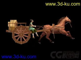 3D打印模型剑网三赶马车的人有马有车有人有绑定的图片