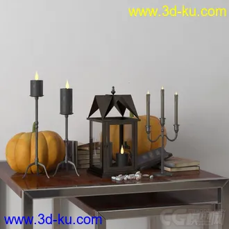 3D打印模型小摆件，高精，写实，复古，蜡烛，南瓜的图片