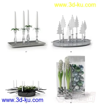3D打印模型圣诞树-蜡烛-花环-袜子-烛台-花的图片
