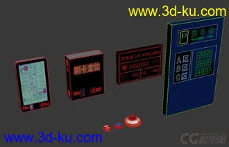 3D打印模型停车场部件 显示牌 导向牌 烟感器 指示灯的图片