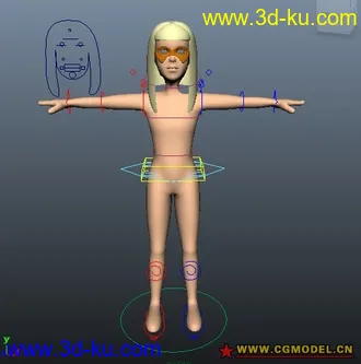 绑定好的卡通模型，带表情和动画。的图片