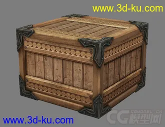 3D打印模型【手绘】偏欧式写实低模古式货箱的图片