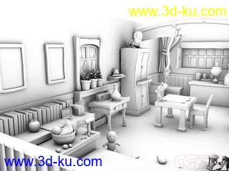 3D打印模型学习建模的时候一个案例，卡通场景，喜欢的就下载吧的图片