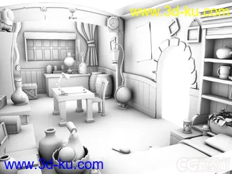 3D打印模型学习建模的时候一个案例，卡通场景，喜欢的就下载吧的图片