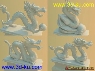 四条高精度龙模型的图片