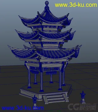 3D打印模型古代场景亭子 FBX文件的图片