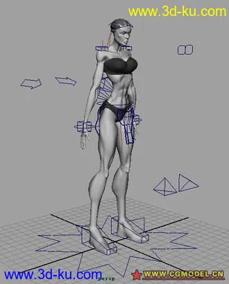 一个绑定好了的女战士模型可直接K动画的图片