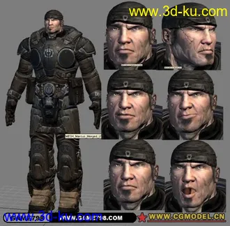 战争机器模型 带有骨骼和表情动画测试的图片