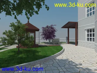 3D打印模型苏州某别墅院落凉亭廊架的图片