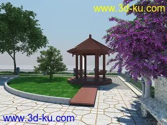 3D打印模型苏州某别墅院落凉亭廊架的图片