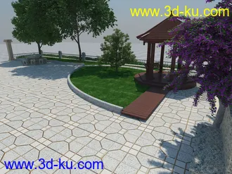 3D打印模型苏州某别墅院落凉亭廊架的图片