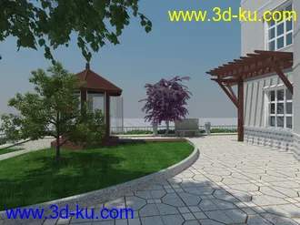 3D打印模型苏州某别墅院落凉亭廊架的图片