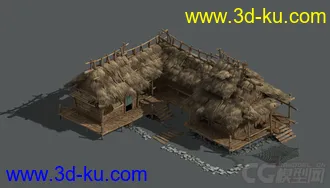 3D打印模型PSD 的一个草房子有图层的图片