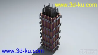 3D打印模型钢箍混泥土柱  木模板  对拉螺栓  H型钢的图片