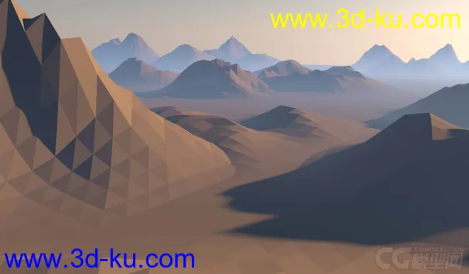 沙漠 lowpoly 低面沙漠 desert  c4d模型的图片1