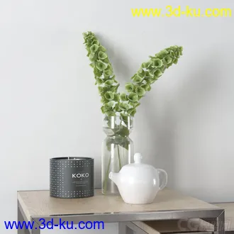 3D打印模型高精小摆件，写实，瓶子，花，书本，蜡烛的图片