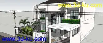 3D打印模型SketchUp 2015超精细欧式别墅建筑的图片
