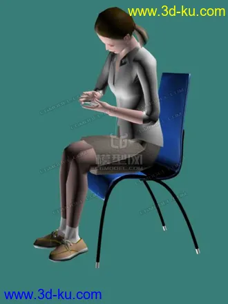 3D打印模型玩手机的女孩的图片