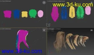3D打印模型免费-5款女人高清头发  长发 短发 等的图片