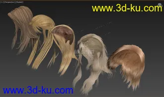 3D打印模型免费-5款女人高清头发  长发 短发 等的图片