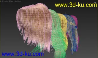 3D打印模型免费-5款女人高清头发  长发 短发 等的图片