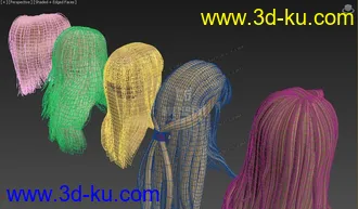 3D打印模型免费-5款女人高清头发  长发 短发 等的图片