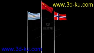 3D打印模型动态飘动旗帜的图片