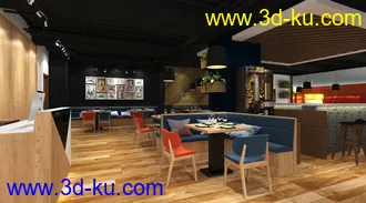 3D打印模型西餐厅，loft+现代的图片