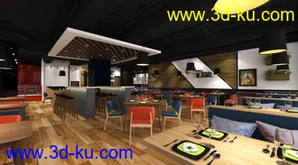 3D打印模型西餐厅，loft+现代的图片