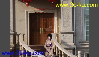 3D打印模型别墅前的女人的图片