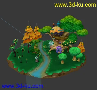 3D打印模型一个Q版的小场景很精美 免费下载的图片