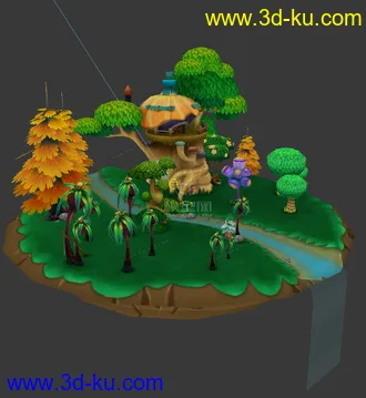 3D打印模型一个Q版的小场景很精美 免费下载的图片