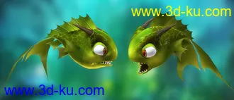3D打印模型卡通鱼，Q版鱼，怪物鱼的图片