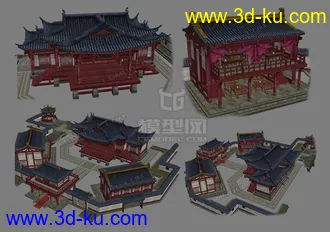 3D打印模型网游手绘中国风古代建筑四合院的图片