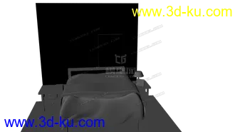 3D打印模型一张床，两个床头柜。一个台灯，一个装饰墙的图片