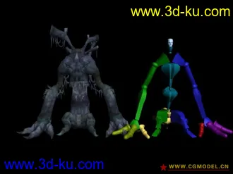 3D打印模型树皮怪+++骨骼+++全套动作++贴图的图片