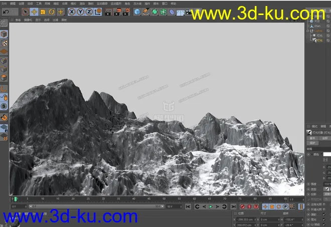 C4D雪山 平面置换 可自己调节材质改变形态  相当于雪山预设模型的图片2