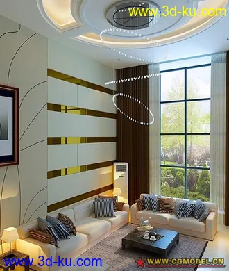 3D打印模型简约时尚的客厅的图片