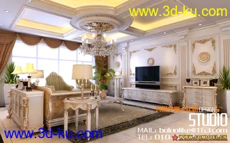 3D打印模型豪华欧式客厅场景的图片