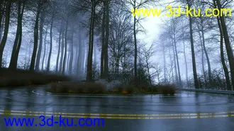 3D打印模型冬天公路 森林的图片