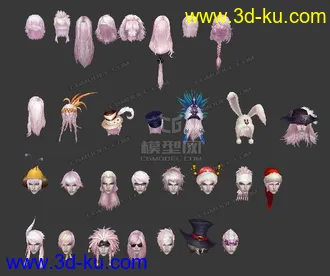 3D打印模型30个神魔男发型合集的图片