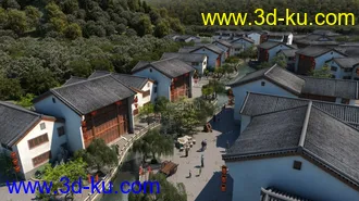 3D打印模型古街古镇中式建筑的图片