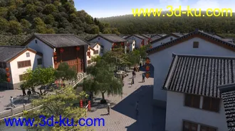 3D打印模型古街古镇中式建筑的图片